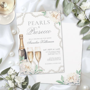 Perlen und Prosecco Brautparty Einladung
