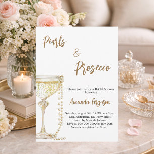 Perlen und Prosecco-Brautparty Einladung