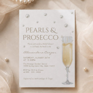 Perlen und Prosecco-Brautparty Einladung