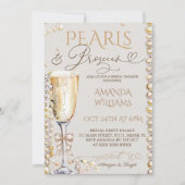 Perlen und Prosecco-Brautparty Einladung (Vorderseite)