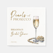 Perlen und Prosecco Brautparty elegant bedruckt Serviette (Vorderseite)