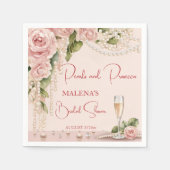 Perlen und Prosecco Brautparty elegant bedruckt Serviette (Vorderseite)