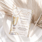 Perlen und Prosecco Brautparty Elegante Einladung