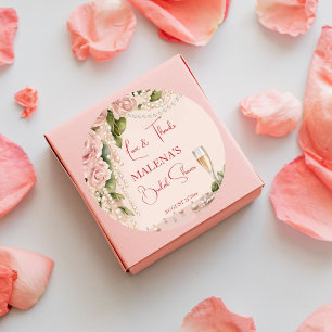 Perlen und Prosecco Brautparty elegante Gefälligke Runder Aufkleber