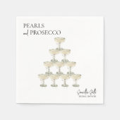 Perlen und Prosecco Brautparty Elegante Serviette (Vorderseite)