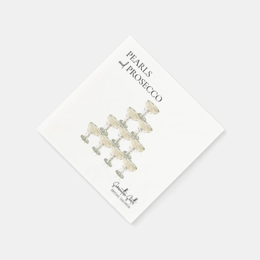 Perlen und Prosecco Brautparty Elegante Serviette (Ecke)