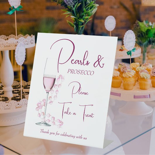 Perlen und Prosecco-Brautparty-Favoriten Sockelschild