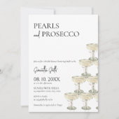 Perlen und Prosecco-Brautparty-Foto Einladung (Vorderseite)