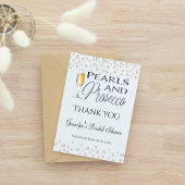 Perlen und Prosecco Brautparty Gefallen Dankeskarte