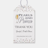 Perlen und Prosecco Brautparty Gefallen Geschenkanhänger (Vorderseite)