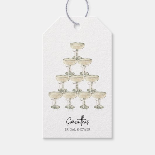 Perlen und Prosecco-Brautparty Geschenkanhänger (Vorderseite)