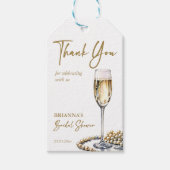 Perlen und Prosecco Brautparty Geschenkanhänger (Vorderseite)