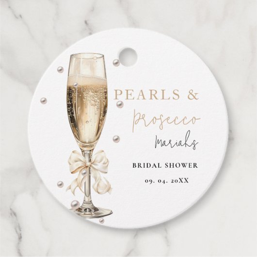 Perlen und Prosecco-Brautparty Geschenkanhänger (Vorderseite)