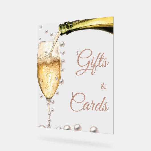Perlen und Prosecco Brautparty Geschenke und Karte Acrylschild (Winkel)