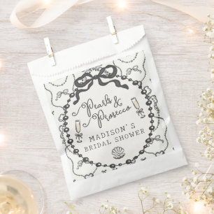 Perlen und Prosecco-Brautparty Geschenktütchen