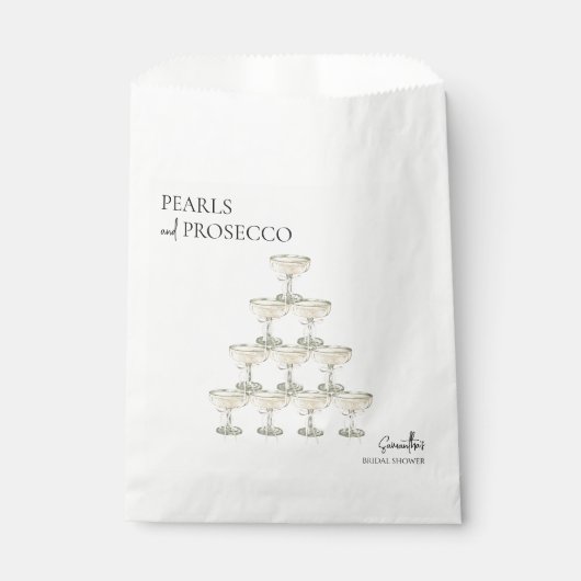 Perlen und Prosecco-Brautparty Geschenktütchen (Vorderseite)