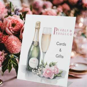 Perlen und Prosecco Brautparty Karten & Geschenke Sockelschild