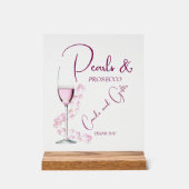 Perlen und Prosecco Brautparty Karten und Geschenk Acrylschild (Vorderseite)
