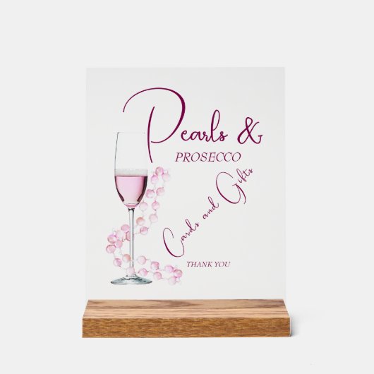 Perlen und Prosecco Brautparty Karten und Geschenk Acrylschild (Vorderseite)