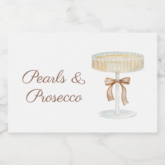 Perlen und Prosecco-Brautparty Liebe Schaumweinetikett (Einzelnes Label)
