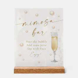 Perlen und Prosecco Brautparty Mimosa Bar Acrylschild