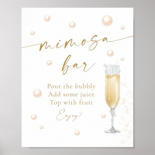 Perlen und Prosecco Brautparty Mimosa Bar Poster (Vorne)