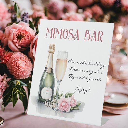 Perlen und Prosecco Brautparty Mimosa Bar Sockelschild
