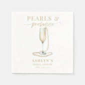 Perlen und Prosecco Brautparty Napkins Serviette (Vorderseite)