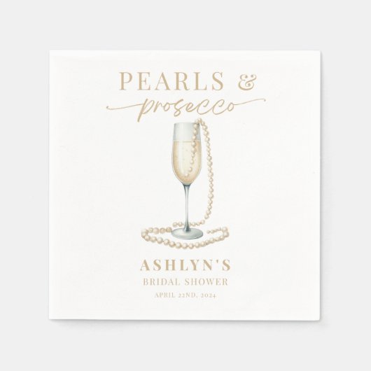 Perlen und Prosecco Brautparty Napkins Serviette (Vorderseite)