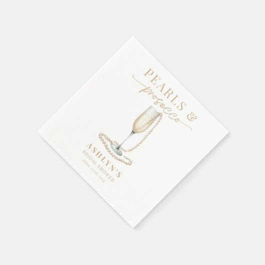 Perlen und Prosecco Brautparty Napkins Serviette (Ecke)