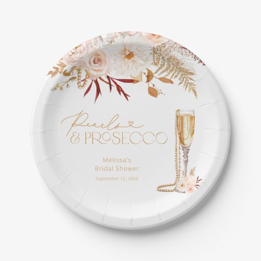 Perlen und Prosecco Brautparty Paper Teller (Vorderseite)