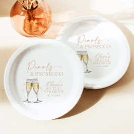 Perlen und Prosecco Brautparty Paper Teller