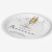 Perlen und Prosecco-Brautparty Pappteller (Schrägansicht)