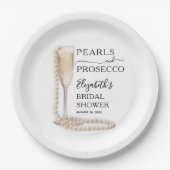 Perlen und Prosecco-Brautparty Pappteller (Vorderseite)