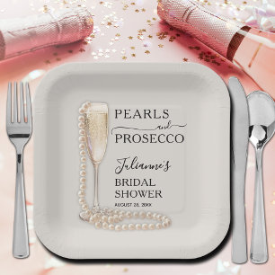 Perlen und Prosecco-Brautparty Pappteller