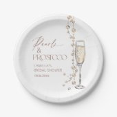 Perlen und Prosecco-Brautparty Pappteller (Vorderseite)
