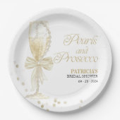 Perlen und Prosecco-Brautparty Pappteller (Vorderseite)