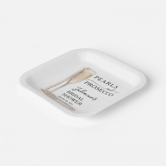 Perlen und Prosecco-Brautparty Pappteller (Gewinkelt)