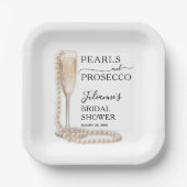 Perlen und Prosecco-Brautparty Pappteller (Vorderseite)