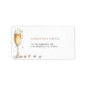 Perlen und Prosecco-Brautparty Party Adressaufkleber (Vorne)