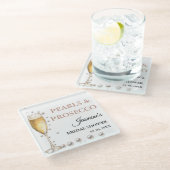 Perlen und Prosecco-Brautparty Party Glasuntersetzer (Schrägansicht)