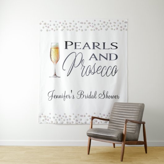 Perlen und Prosecco-Brautparty-Party Wandteppich (Beispiel)