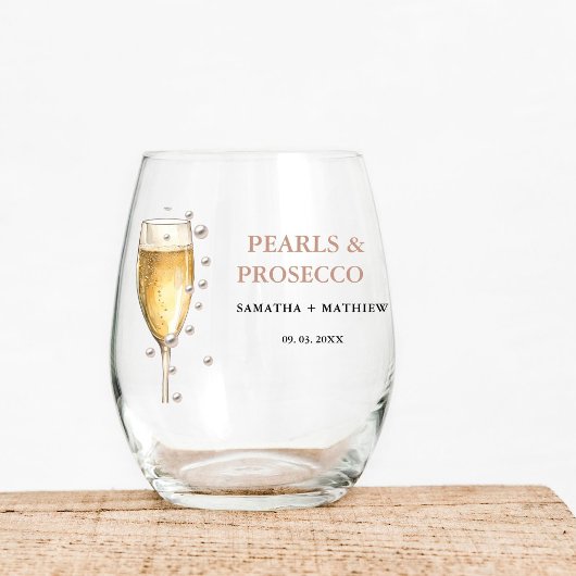 Perlen und Prosecco-Brautparty Party Weinglas Ohne Stiel