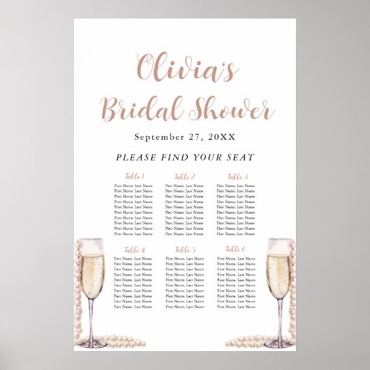 Perlen und Prosecco-Brautparty Poster (Vorne)