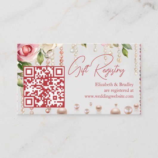 Perlen und Prosecco-Brautparty qu-Schenkungsregist Begleitkarte (Vorderseite)