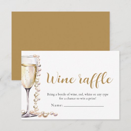 Perlen und Prosecco Brautparty Raffle Einladung (Vorne/Hinten)