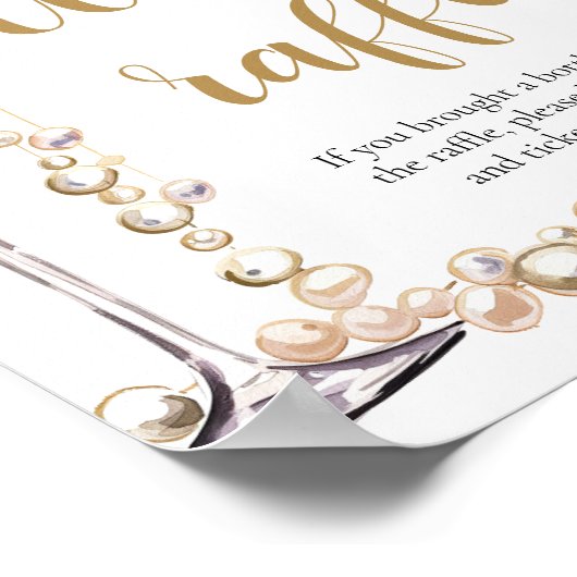 Perlen und Prosecco Brautparty Raffle Spiel Poster (Ecke)