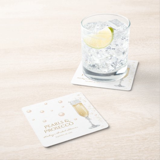 Perlen und Prosecco-Brautparty Rechteckiger Pappuntersetzer (Vor Ort)