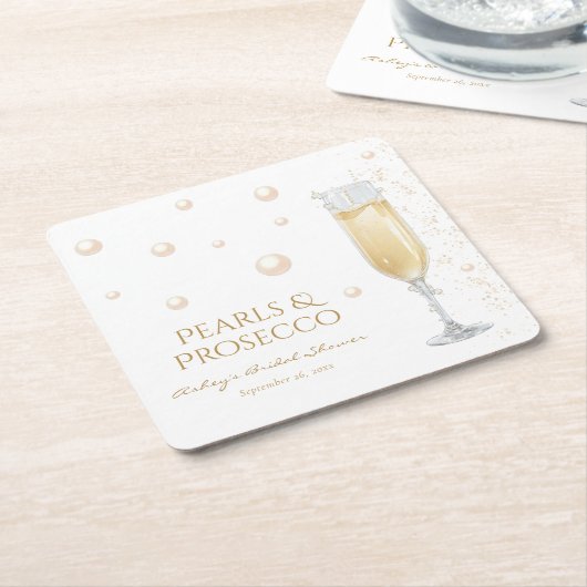 Perlen und Prosecco-Brautparty Rechteckiger Pappuntersetzer (angewinkelt)