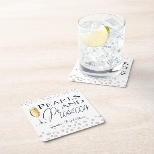 Perlen und Prosecco-Brautparty Rechteckiger Pappuntersetzer (Vor Ort)